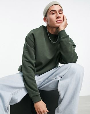 ASOS DESIGN oversized sweatshirt in khaki