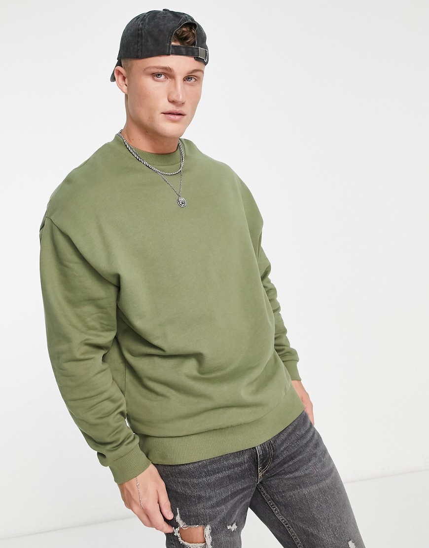 ASOS DESIGN oversized sweatshirt in khaki-Green
