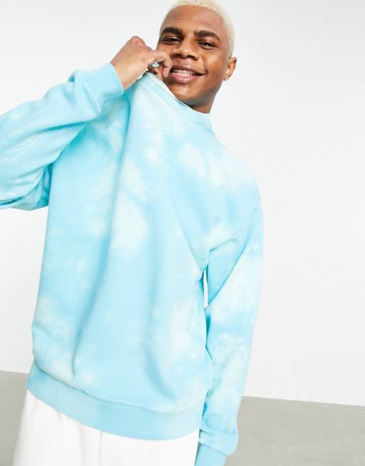 ASOS DESIGN oversized sweatshirt in light blue bleach wash