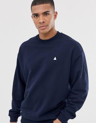 ASOS DESIGN oversized sweatshirt in navy with triangle | ASOS