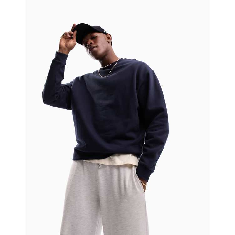 ennoy CREW SWEAT SET UP NAVY × BLACK XXL unisex-crew-neck-sweatshirt-