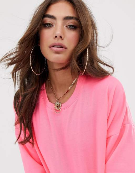 ASOS DESIGN oversized sweatshirt in neon orange