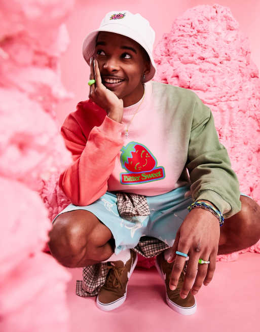 ASOS DESIGN oversized sweatshirt in ombre tie dye with strawberry