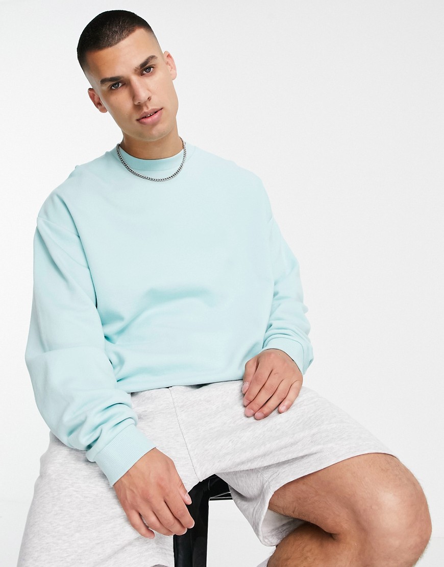 ASOS DESIGN oversized sweatshirt in pastel turquoise-Blues