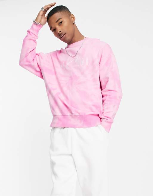 Pink tie dye crewneck hot sale