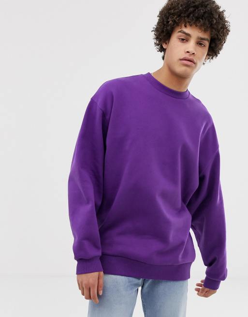 ASOS Asos Crew Neck Sweater with Elbow Patches in Purple for Men