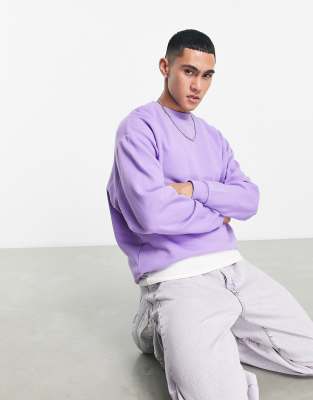 Graphic Print Oversized Crewneck Sweatshirt - Purple main image 0