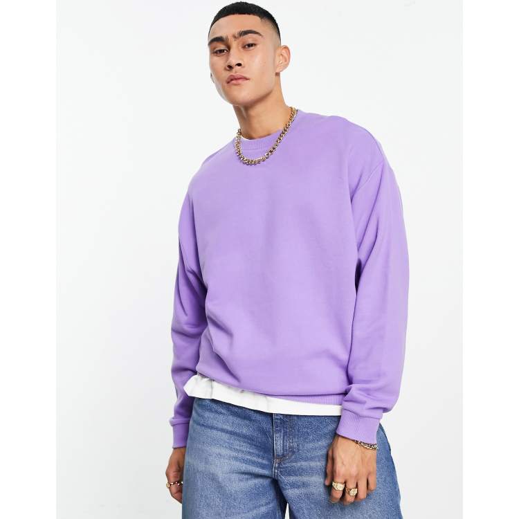 PLT SPORT Mauve Printed Washed Oversized Sweatshirt, Purple