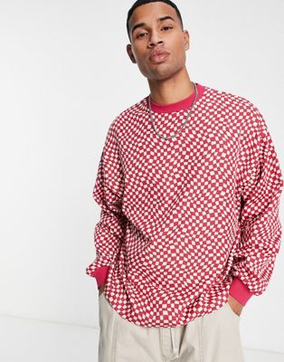 ASOS DESIGN oversized sweatshirt in red textured checkerboard | ASOS