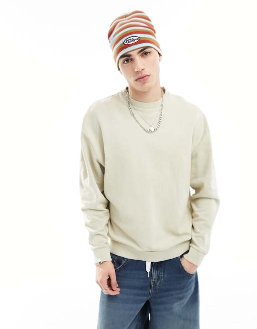 Asos design oversized discount sweatshirt in beige