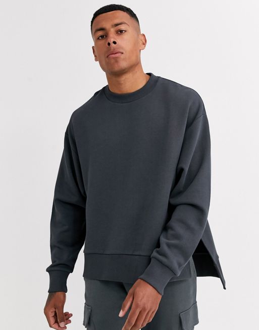 ASOS DESIGN oversized sweatshirt in washed black