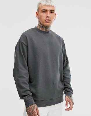 washed black crew neck sweatshirt