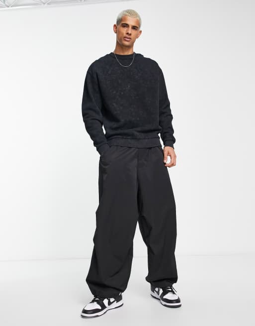 Washed Black Oversized Sweatpants x Baggy Fit - AETERIUS Smoky Black / S