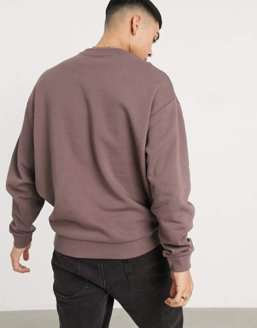 ASOS DESIGN oversized sweatshirt in washed brown | ASOS