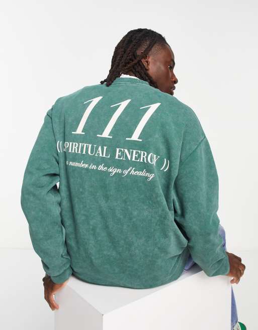 TEXT DETAIL HOODIE SWEATSHIRT - Green