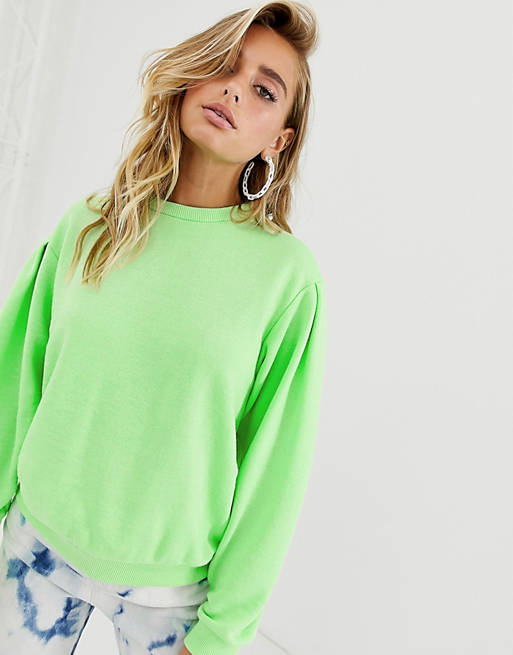 ASOS DESIGN oversized sweatshirt in washed neon | ASOS