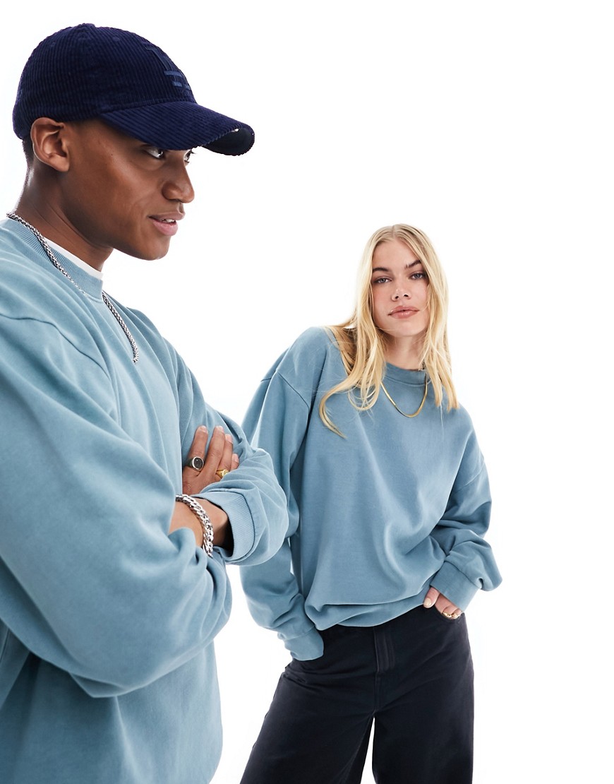 oversized sweatshirt in washed teal-Green