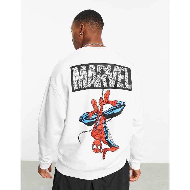 ASOS DESIGN – Oversized-Sweatshirt in Weiß mit „Marvel Spiderman“-Prints |  ASOS