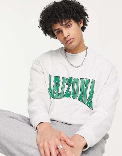 ASOS DESIGN oversized sweatshirt in white heather with Arizona print