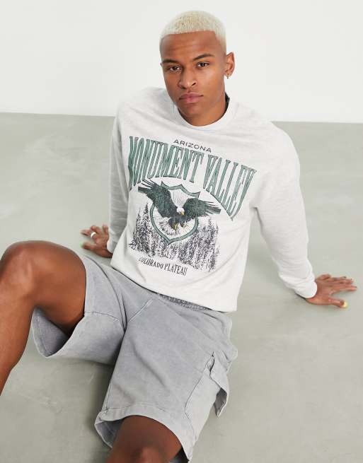 ASOS DESIGN oversized sweatshirt in white marl with vintage