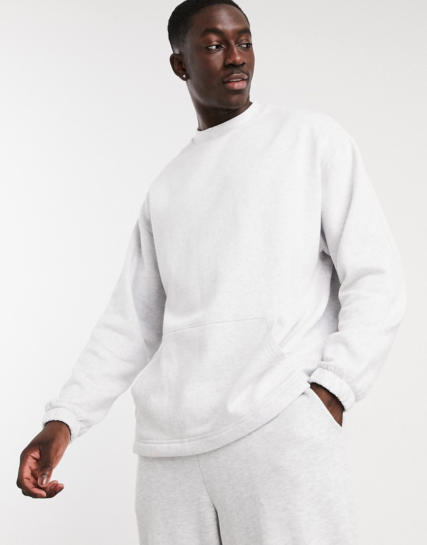 ASOS DESIGN oversized sweatshirt in white marl