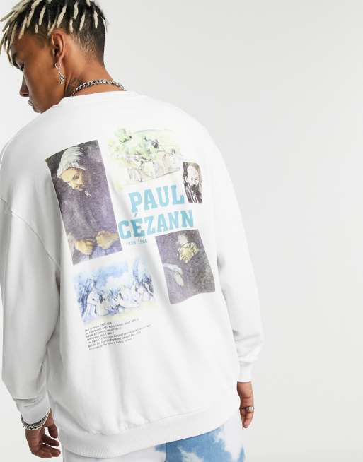 ASOS DESIGN oversized sweatshirt in white with Cezanne back print