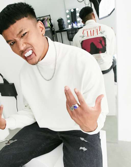 ASOS DESIGN oversized sweatshirt in white with gothic movie poster back print, 4 of 4