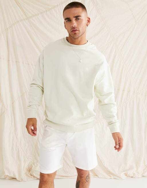 ASOS DESIGN - Oversized sweatshirt med blomsterprint på ryggen i beige, 3 af 4