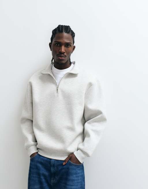 ASOS DESIGN oversized sweatshirt med kvart lynlås i hvid, 5 af 5