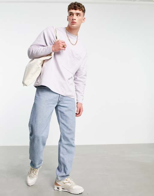 ASOS DESIGN - Oversized sweatshirt med lomme i lilla - Del af sæt - PURPLE