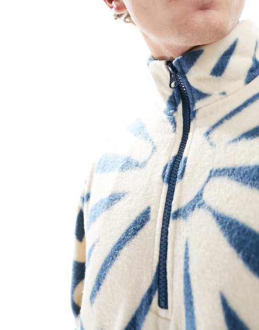 ASOS DESIGN - Oversized sweatshirt med lynlås i halsen og gennemgående blomsterprint i polarfleece, 3 af 4