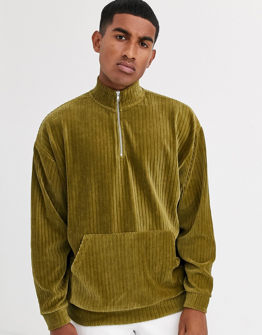 ASOS DESIGN – Oversized sweatshirt med lynlås-Grøn
