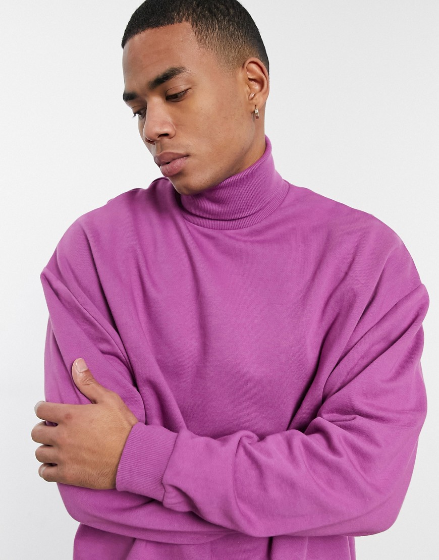 ASOS DESIGN - Oversized sweatshirt med rullekrave i lilla