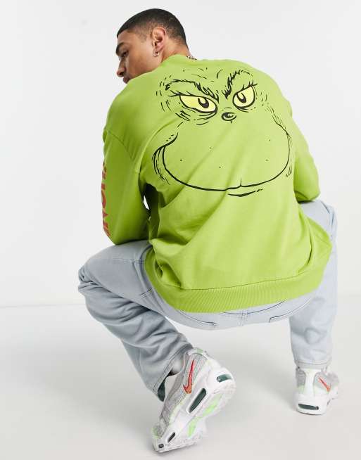 ASOS DESIGN - Oversized sweatshirt med 'The Grinch'-print bagpå i grøn