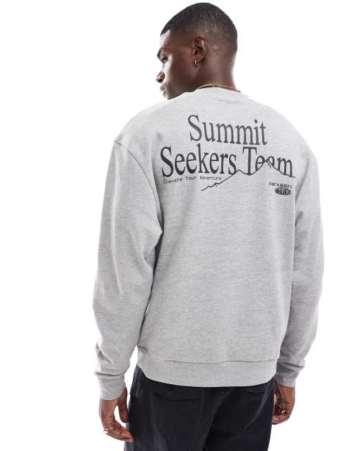 ASOS DESIGN - Oversized sweatshirt met bergprint in gemêleerd in grijs