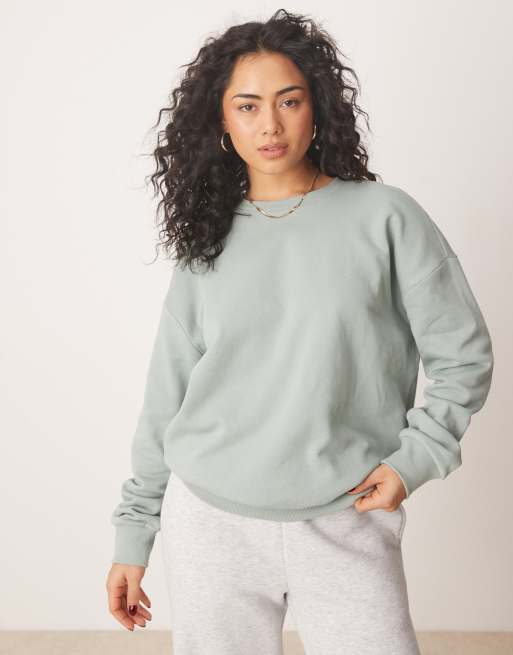 ASOS DESIGN - Oversized sweatshirt met bolle print op de achterkant in groen met wassing, 3 van 4