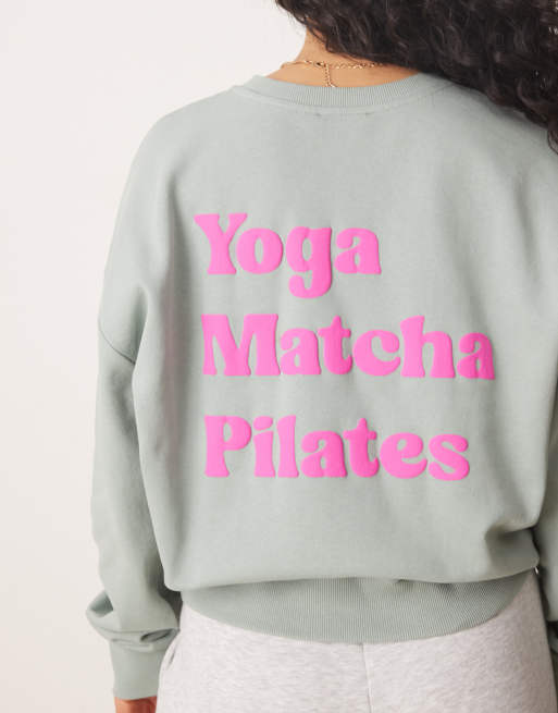 ASOS DESIGN - Oversized sweatshirt met bolle print op de achterkant in groen met wassing, 4 van 4