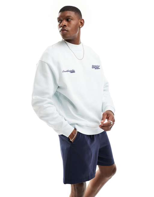 ASOS DESIGN - Oversized sweatshirt met bolle print op de borst in lichtgrijs