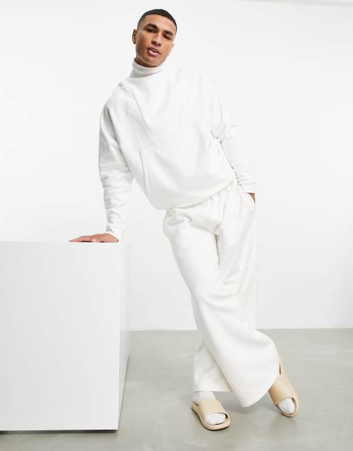 ASOS DESIGN - Oversized sweatshirt met col en geribbeld paneel in wit - WHITE