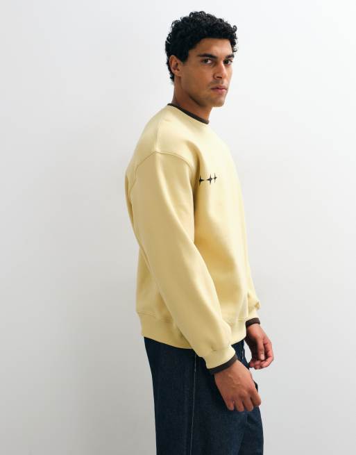 ASOS DESIGN oversized sweatshirt met dubbele laaglook in geel, 2 van 5