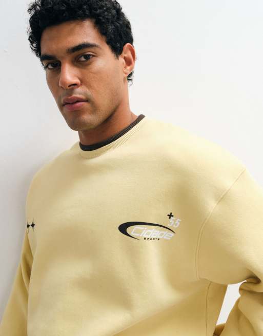 ASOS DESIGN oversized sweatshirt met dubbele laaglook in geel, 3 van 5