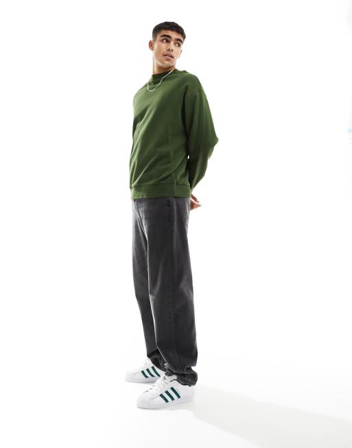 ASOS DESIGN - Oversized sweatshirt met geknabbelde zoom en manchetten in groen