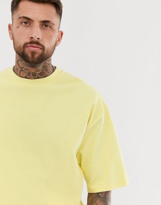 ASOS DESIGN - Oversized sweatshirt met korte mouwen en wafeltextuurin lichtgeel