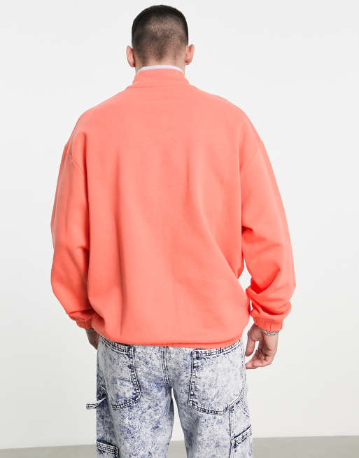 ASOS DESIGN - Oversized sweatshirt met korte rits en biezen in koraal en paars, 4 van 4