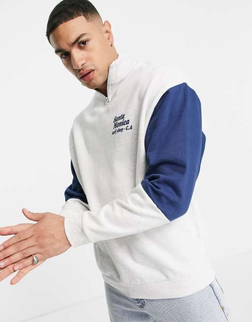 ASOS DESIGN - Oversized sweatshirt met korte rits en kleine stadsprint