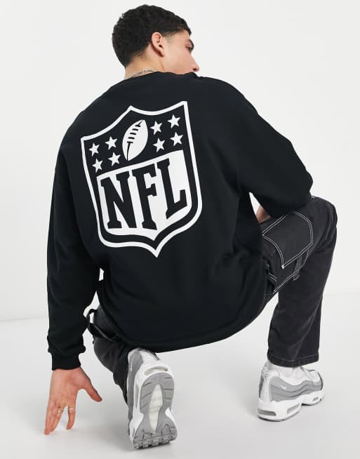 ASOS DESIGN - Oversized sweatshirt met NFL-print op de achterkant in zwart