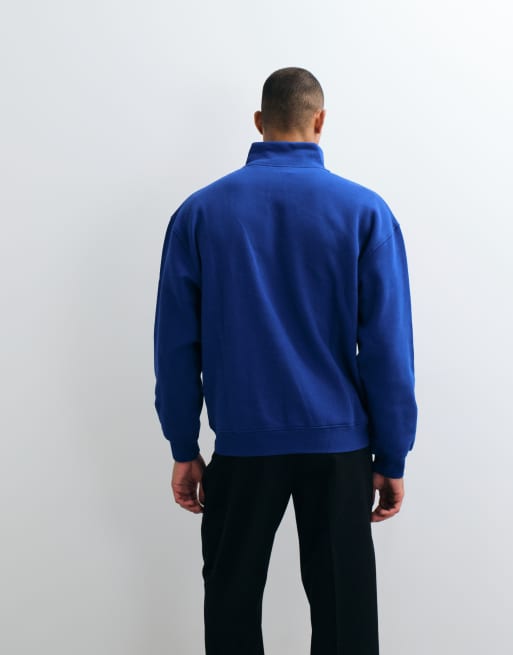 ASOS DESIGN oversized sweatshirt met opstaande boord en drukknoopsluiting in blauw, 4 van 5