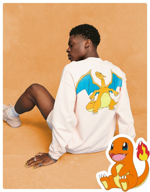 ASOS DESIGN - Oversized sweatshirt met Pokemon-print in roze, deel van co-ord set
