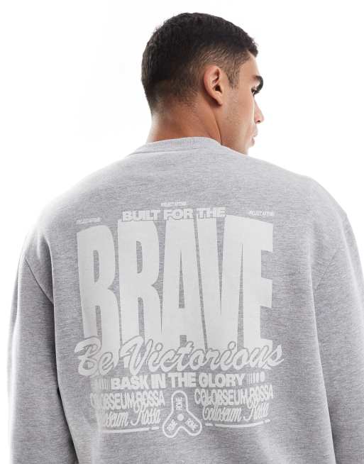 ASOS DESIGN - Oversized sweatshirt met print in gemêleerd grijs