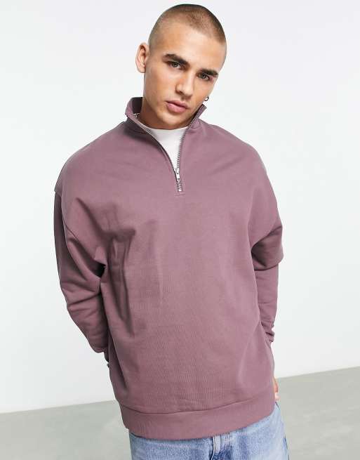 ASOS Design - Oversized sweatshirt met rits in paars met wassing
